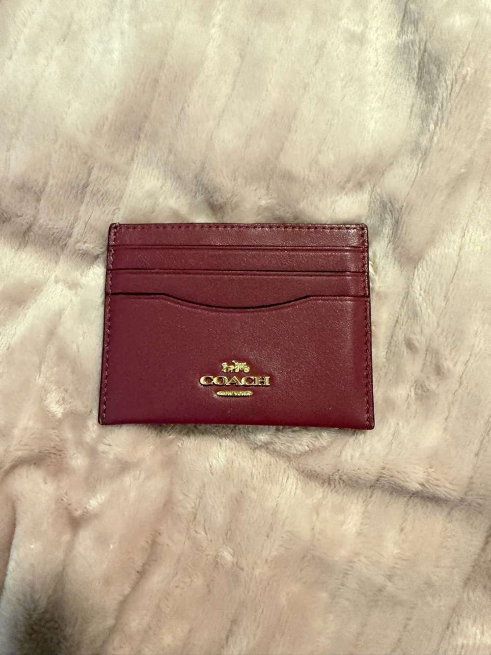 Coach Slim Card Holder in Magenta with Gold Logo